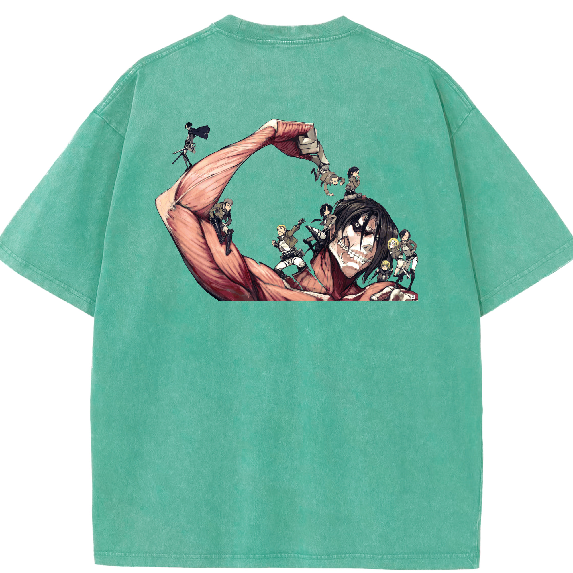 （画像用） 進撃の巨人 Attack on Titan 綿100% ヴィンテージ風 半袖Tシャツ（背面プリント）